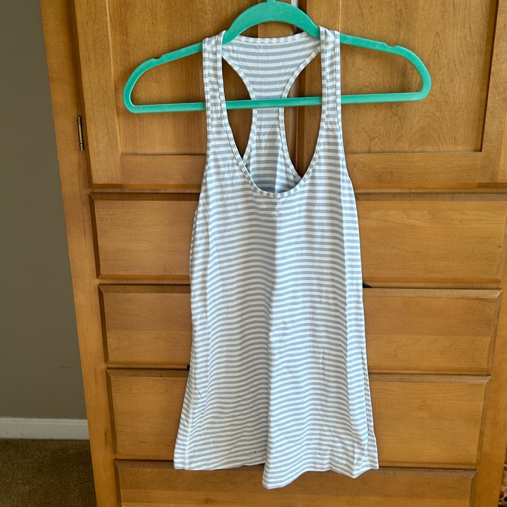 Lululemon grey and white racerback tank.